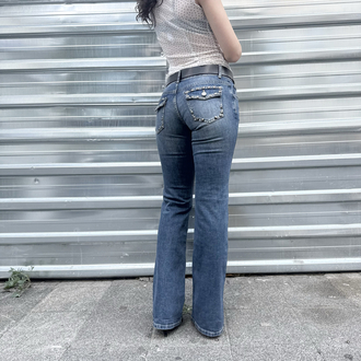 Flare Bootcut Washed Blue Whit Spike Stone