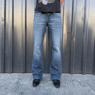 Bootcut Relaxed Fit Washed Blue Low Rise Jean