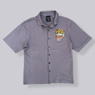 Ed Hardy Tiger Graphic Camp Collar Shirt