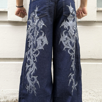 Cross Tribal Wide Leg Baggy Jean