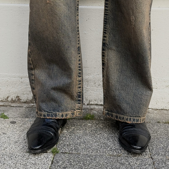 Dust Washed Denim Low Rise Straight Fit