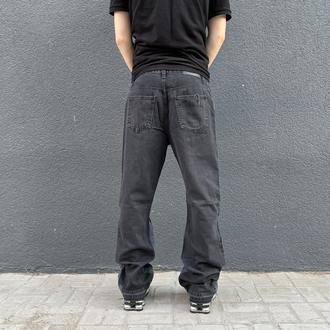 Bootcut Distressed Detail Two-Tone Black Denim