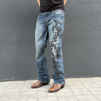 Bootcut Tribal Relaxed Fit Low Rise Jean