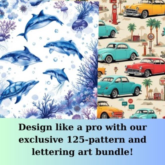 125 Seamless Patterns and Digital Lettering Art Bundle