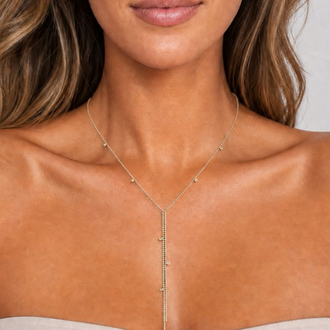 Gold taşlı Y model kolye