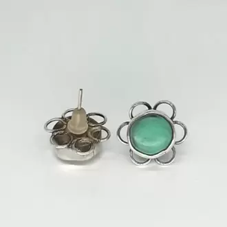 Turkuaz Çiçek Pimli Küpe K0922