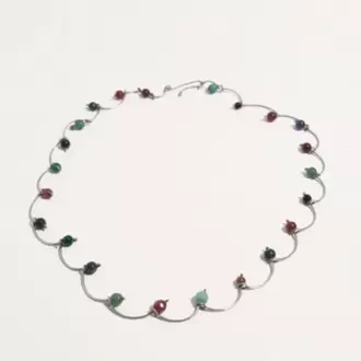 Karışık Taşlı Dalgalı Kolye K0193