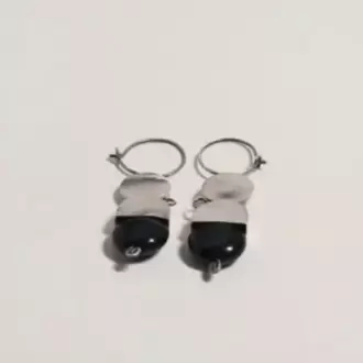 Oniks Taşlı Yuvarlak Küpe K0277