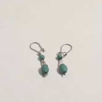 Turkuaz Taşlı Huni Küpe K0242