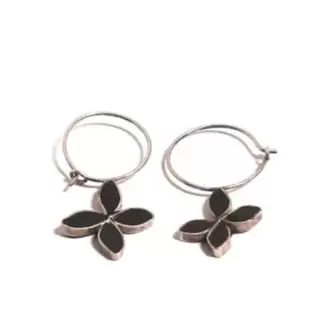 Siyah Çiçek Küpe K0395