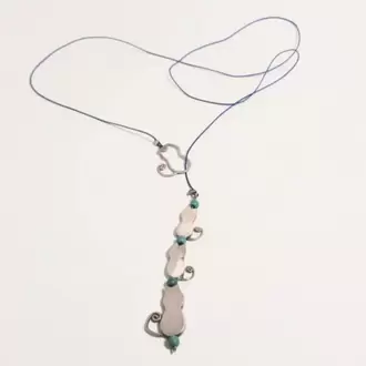 Turkuaz Taşlı Kedi Kolye K0183