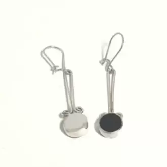Oniks Taşlı Sallantılı Yuvarlak Küpe K0139