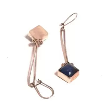 Lapis Lazuli Taşlı Kare Küpe K0447