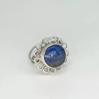 Lapis Lazuli Taşlı Çiçek Yüzük Küçük K0669