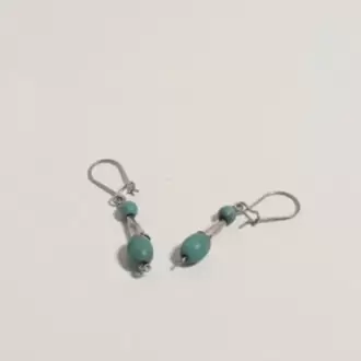 Turkuaz Taşlı Huni Küpe K0242