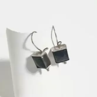 Lapis Lazuli Taşlı Güverseli Kare Küpe K0117