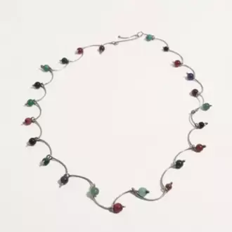 Karışık Taşlı Dalgalı Kolye K0193