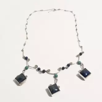 Lapis Lazuli Turkuaz Taşlı Kare Kolye K0194
