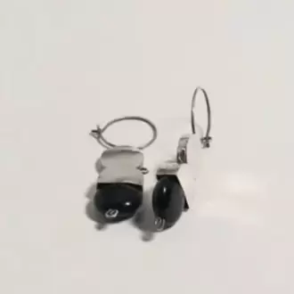 Oniks Taşlı Yuvarlak Küpe K0277