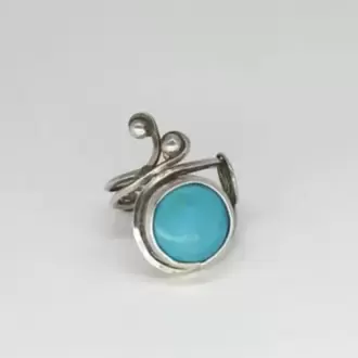 Turkuaz Taşlı Güverseli Yüzük K0658