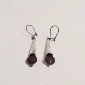 Amatist Taşlı Huni Küpe K0235