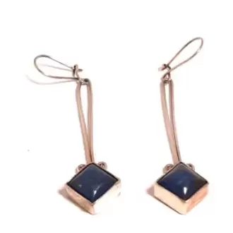 Lapis Lazuli Taşlı Kare Küpe K0447