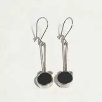 Oniks Taşlı Sallantılı Yuvarlak Küpe K0139