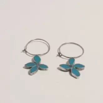 Turkuaz Çiçek Küpe K0272