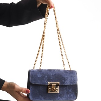Kadın Navy Blue Nubuk El ve Omuz Çantası