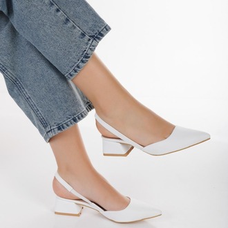 Beyaz Arkası Açık Stiletto