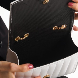 Kadın Beyaz Gold Detaylı Zincirli Çanta