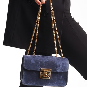 Kadın Navy Blue Nubuk El ve Omuz Çantası