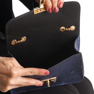Kadın Navy Blue Nubuk El ve Omuz Çantası