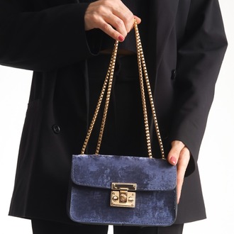Kadın Navy Blue Nubuk El ve Omuz Çantası
