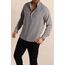 Relaxed Fit Hakim Yaka Yarım Düğmeli Erkek Keten Gömlek