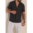 Siyah Beyaz Çizgili Slim Fit Likralı Kısa Kollu Erkek Gömlek