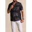 Slim Fit Yaprak Desenli Likralı Kısa Kollu Erkek Gömlek