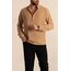 Relaxed Fit Hakim Yaka Yarım Düğmeli Erkek Keten Gömlek