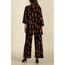 Kahverengi Okyanus Kumaş Kimono Pantolon Takım 