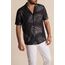 Slim Fit Yaprak Desenli Likralı Kısa Kollu Erkek Gömlek