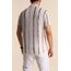 Antrasit Geniş Çizgili Slim Fit Apaş Yaka Kısa Kollu Erkek Gömlek 