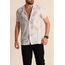 Yazı Desenli Slim Fit Apaş Yaka Gömlek