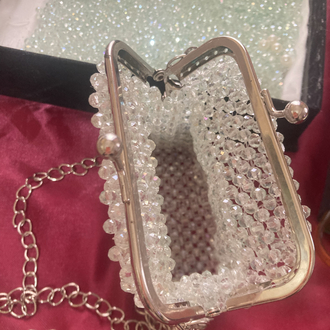 Klipsli kristal mini çanta