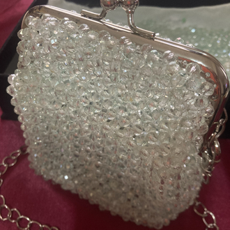 Klipsli kristal mini çanta