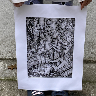 “c0m3333/_11n” gravür print