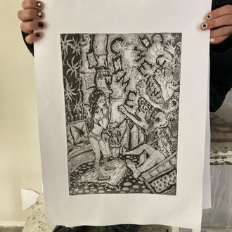 “c0m3333/_11n” gravür print