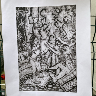 “c0m3333/_11n” gravür print