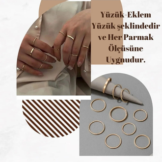 Bohem Tarzı Bej Minimalist Kadın Yüzük Seti