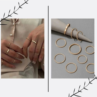 Bohem Tarzı Bej Minimalist Kadın Yüzük Seti