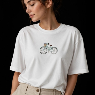 Bisiklet baskılı T-shirt 